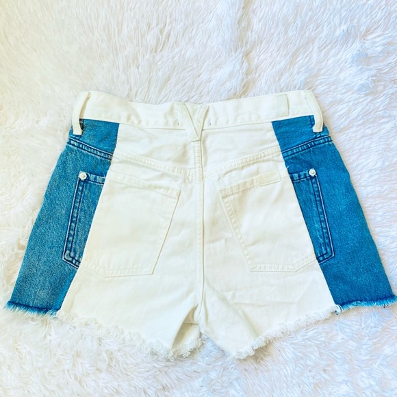 7 For All Man Kind Monroe cut off Jean shorts with denim blue side stripe - Picture 7 of 12